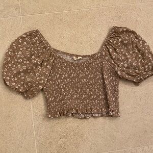 Altar’s State Tan Floral Crop Top
